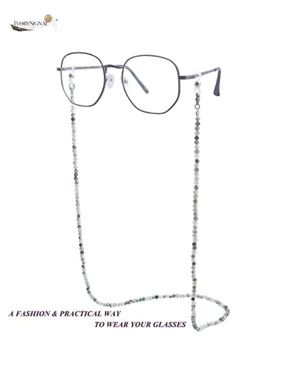 Beaded Eyeglass Chain Lanyard for Women - Natural Stone
